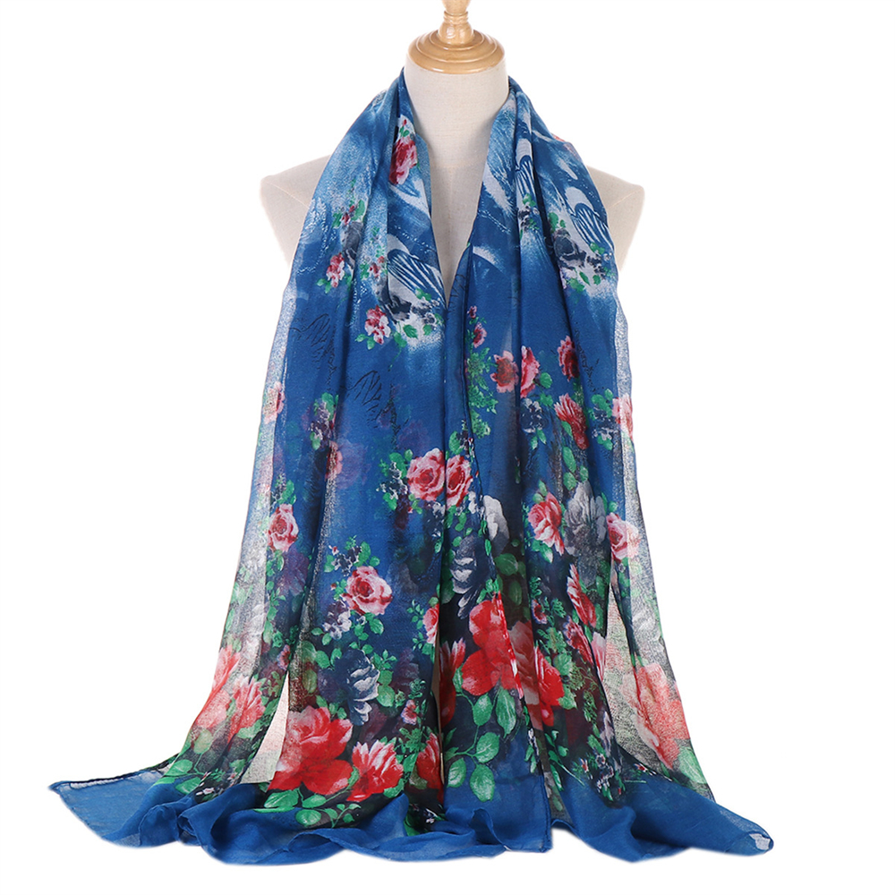 Mujeres Musulmanas Floral Pañuelo Largo Envolvente Bufanda Hiyab Turbante Bandana Gorra Sombrero Cubierta - Imagen 16 de 23