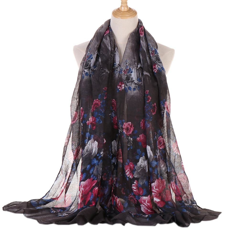 Mujeres Musulmanas Floral Pañuelo Largo Envolvente Bufanda Hiyab Turbante Bandana Gorra Sombrero Cubierta - Imagen 17 de 23