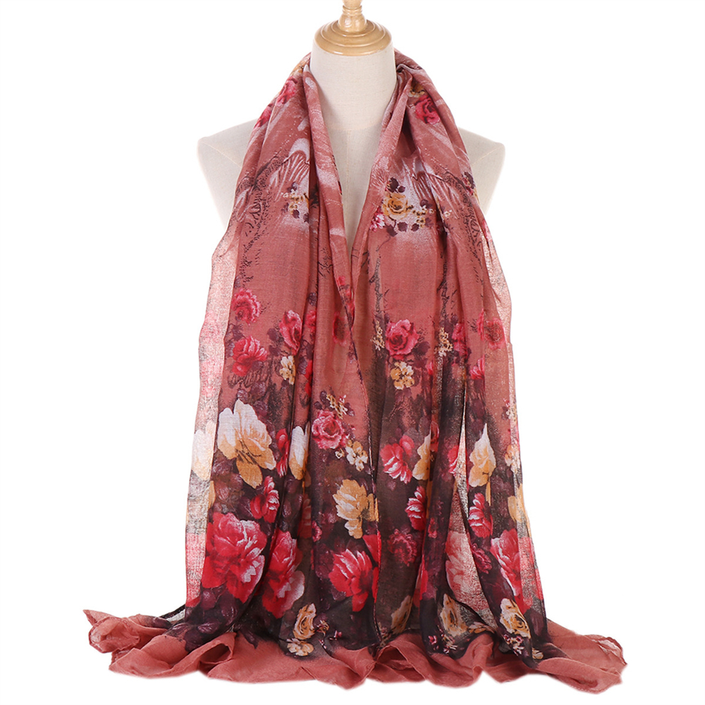 Mujeres Musulmanas Floral Pañuelo Largo Envolvente Bufanda Hiyab Turbante Bandana Gorra Sombrero Cubierta - Imagen 19 de 23