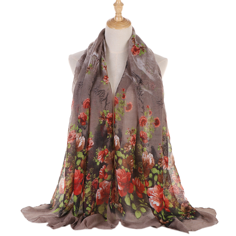 Mujeres Musulmanas Floral Pañuelo Largo Envolvente Bufanda Hiyab Turbante Bandana Gorra Sombrero Cubierta - Imagen 20 de 23