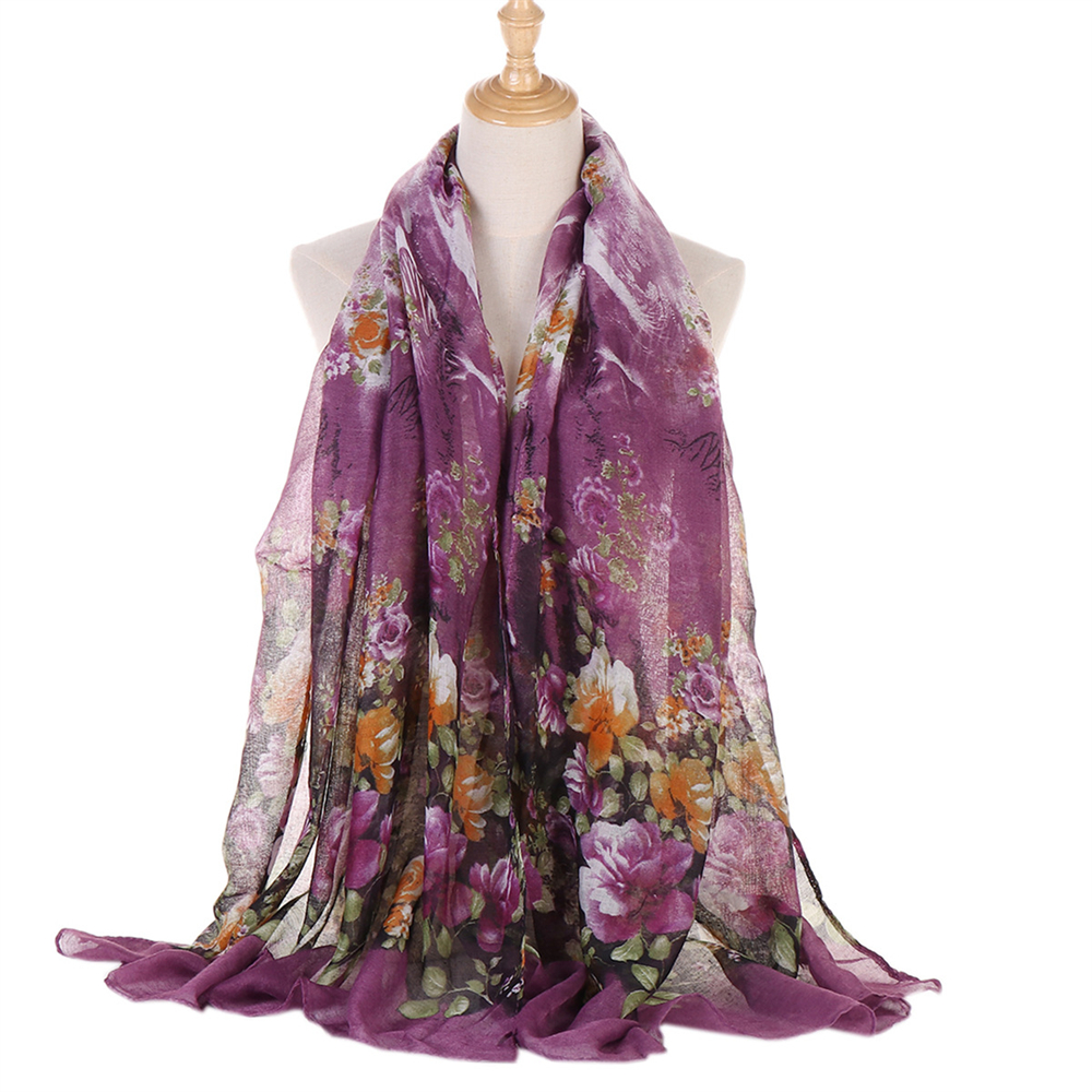 Mujeres Musulmanas Floral Pañuelo Largo Envolvente Bufanda Hiyab Turbante Bandana Gorra Sombrero Cubierta - Imagen 23 de 23