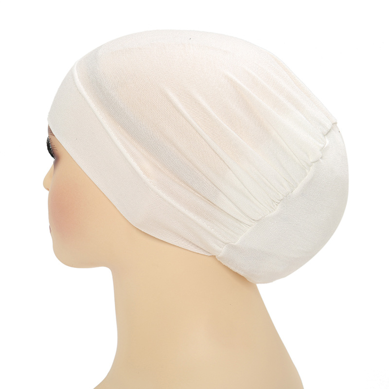 Muslim Hijab Turban Underscarf - Cotton Bonnet Head Scarf Wrap Inner Cap (Adjustable, Solid)