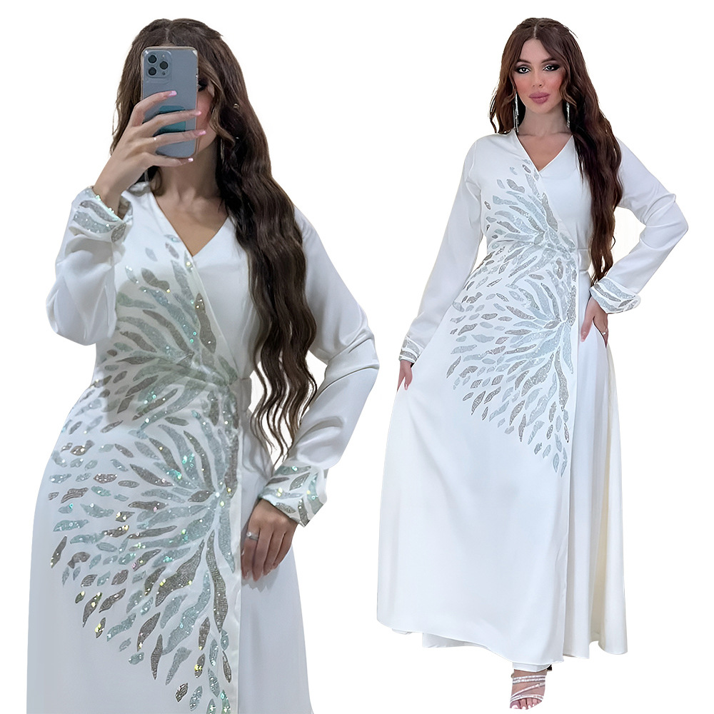 Women Muslim Maxi Dress Open Wrap Kaftan Cocktail Party Abaya Cocktail Dresses - Bild 7 von 11