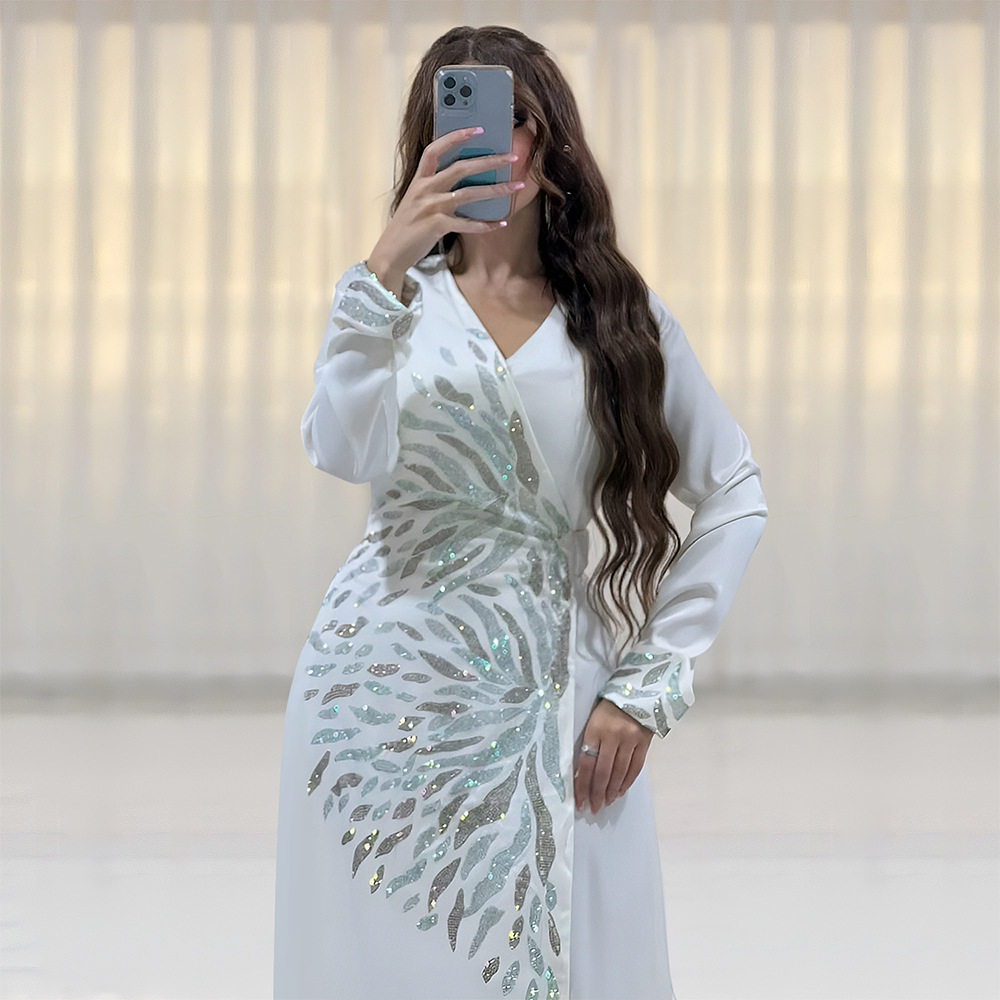 Women Muslim Maxi Dress Open Wrap Kaftan Cocktail Party Abaya Cocktail Dresses - Bild 11 von 11