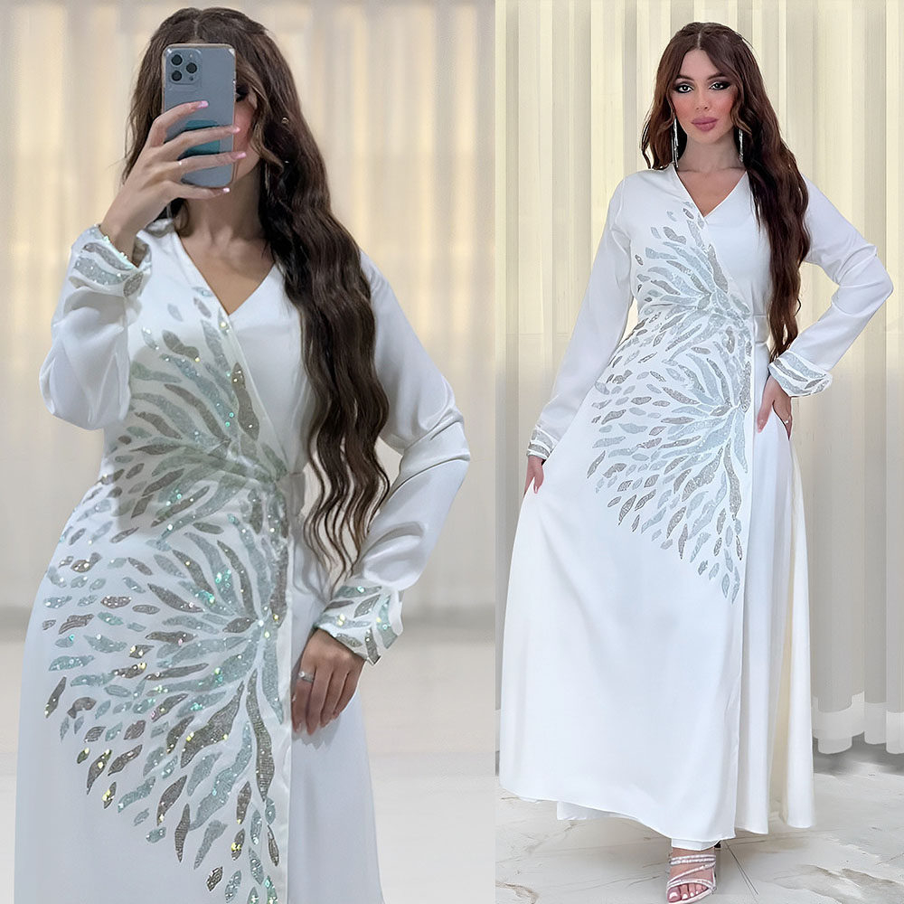 Women Muslim Maxi Dress Open Wrap Kaftan Cocktail Party Abaya Cocktail Dresses - Bild 9 von 11