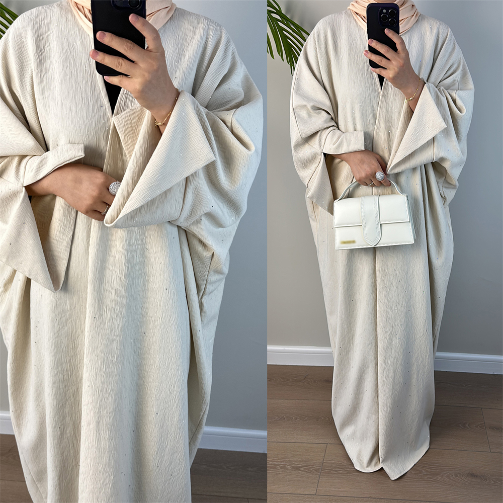 Muslim Women Open Kimono Abaya Cardigan Maxi Dress Dubai Arab Robe Dress Gown - Picture 15 of 22