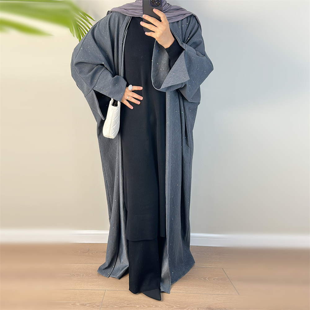 Muslim Women Open Kimono Abaya Cardigan Maxi Dress Dubai Arab Robe Dress Gown - Picture 17 of 22