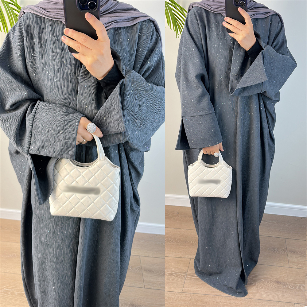 Muslim Women Open Kimono Abaya Cardigan Maxi Dress Dubai Arab Robe Dress Gown - Picture 18 of 22