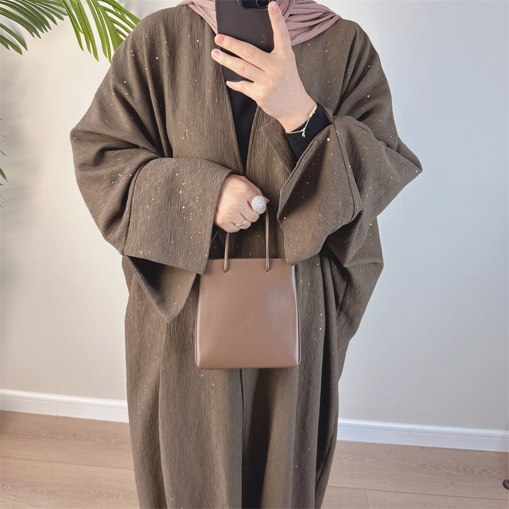 Muslim Women Open Kimono Abaya Cardigan Maxi Dress Dubai Arab Robe Dress Gown - Picture 20 of 22