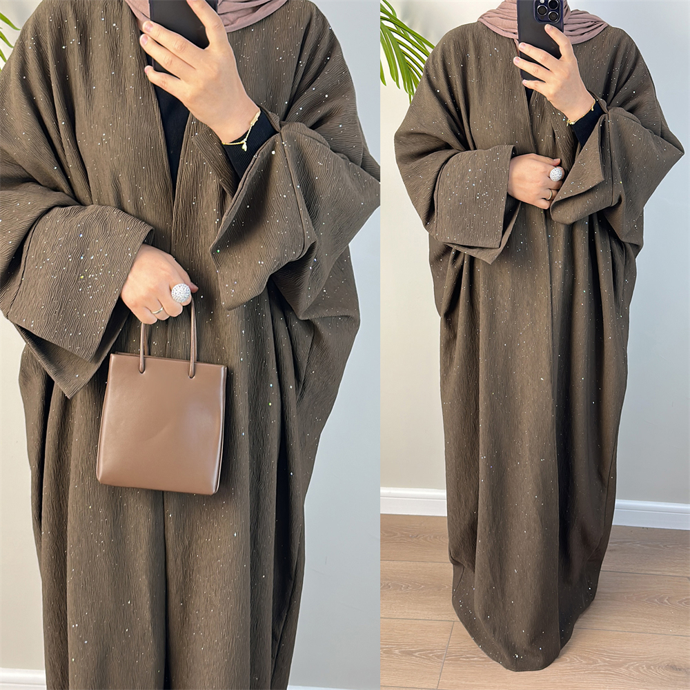 Muslim Women Open Kimono Abaya Cardigan Maxi Dress Dubai Arab Robe Dress Gown - Picture 19 of 22
