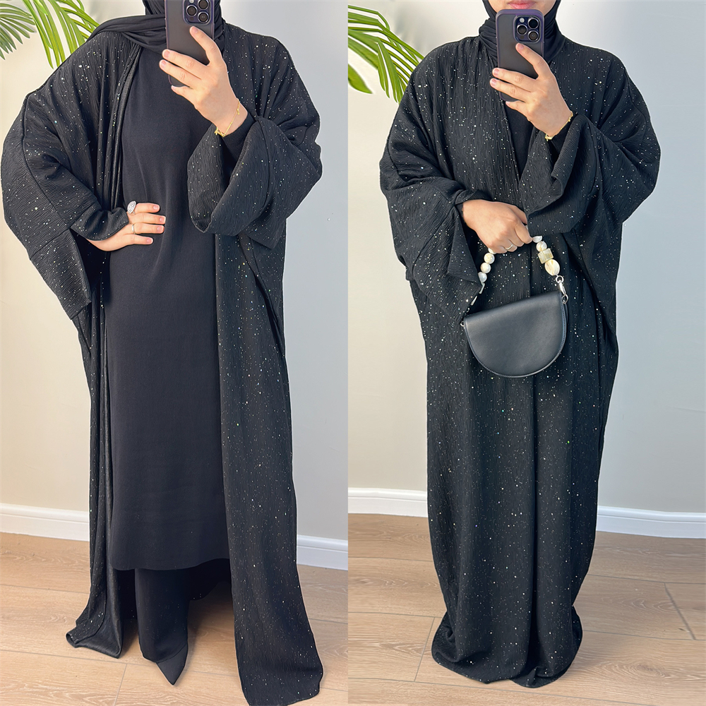 Muslim Women Open Kimono Abaya Cardigan Maxi Dress Dubai Arab Robe Dress Gown - Picture 21 of 22