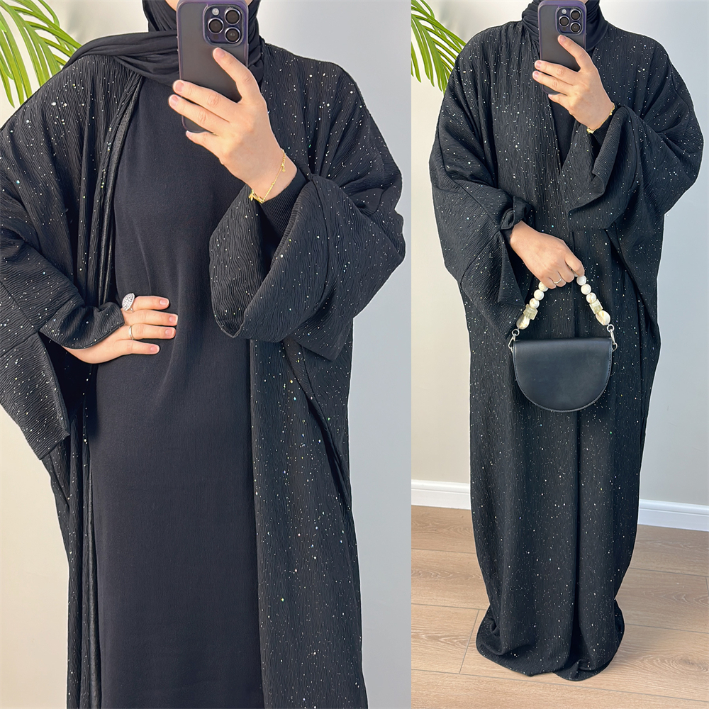 Muslim Women Open Kimono Abaya Cardigan Maxi Dress Dubai Arab Robe Dress Gown - Picture 22 of 22