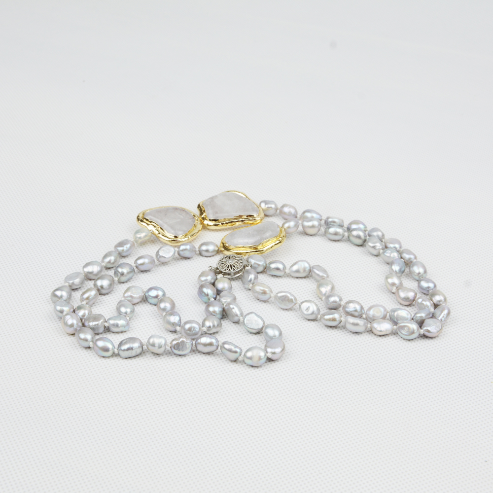 Gargantilla babero collar babero hecho a mano perlas naturales de agua dulce para mujer joyería distintiva - Imagen 6 de 6