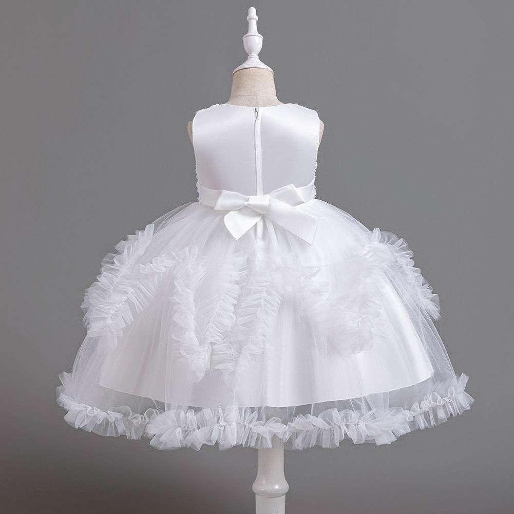 Kids Princess Flower Girls Puffy Lace Mesh Tutu Dress Birthday Wedding Ball Gown - Picture 46 of 54