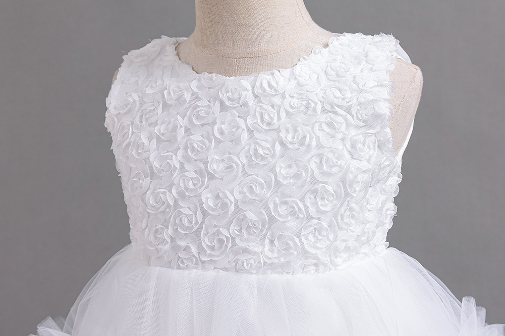 Kids Princess Flower Girls Puffy Lace Mesh Tutu Dress Birthday Wedding Ball Gown - Picture 49 of 54