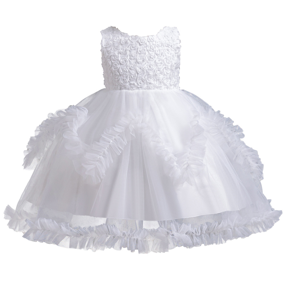 Kids Princess Flower Girls Puffy Lace Mesh Tutu Dress Birthday Wedding Ball Gown - Picture 52 of 54