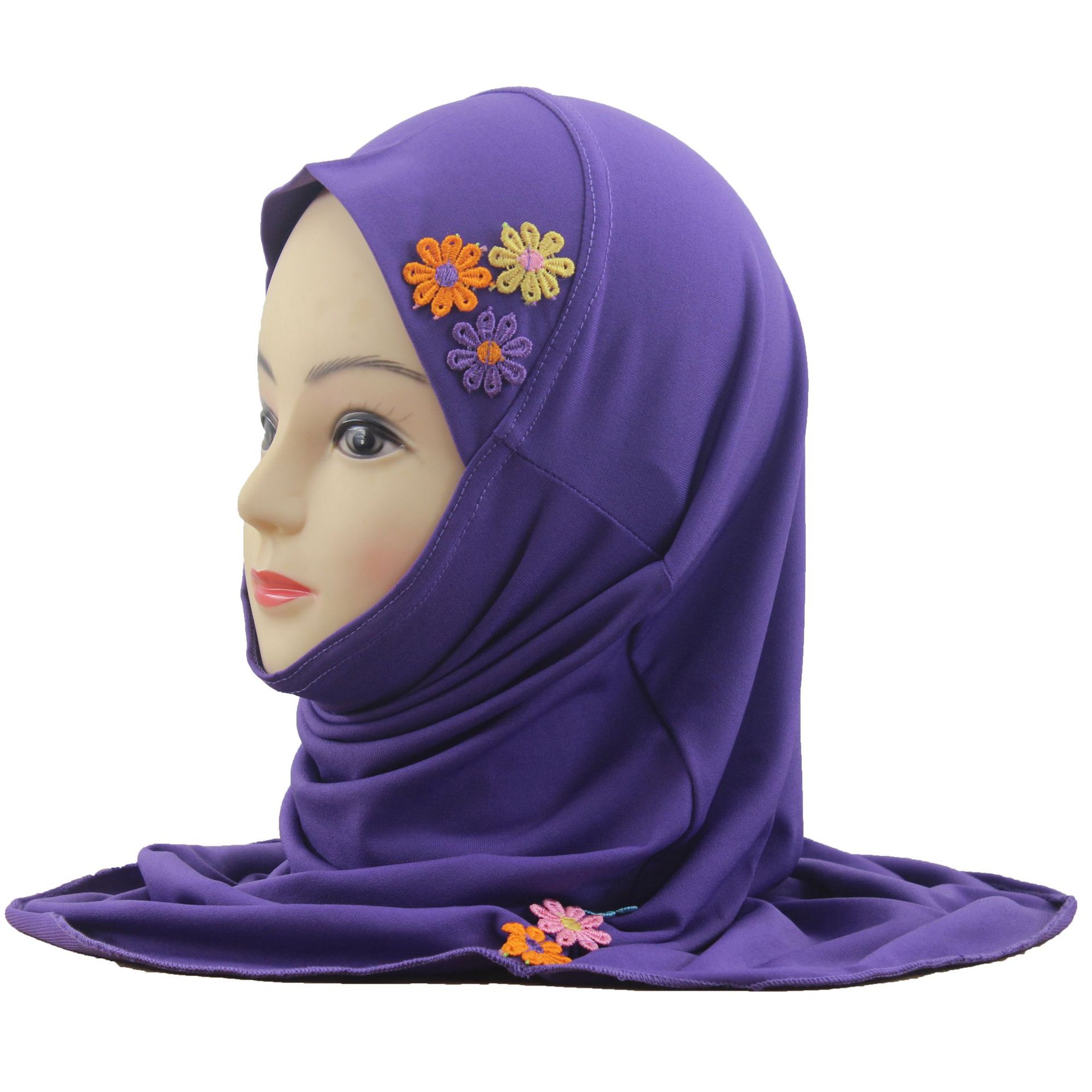 2-6Y Kids Girls Hijab Amira Turban Muslim Bonnet Shawls Headscarf Islamic Wrap - Picture 222 of 302