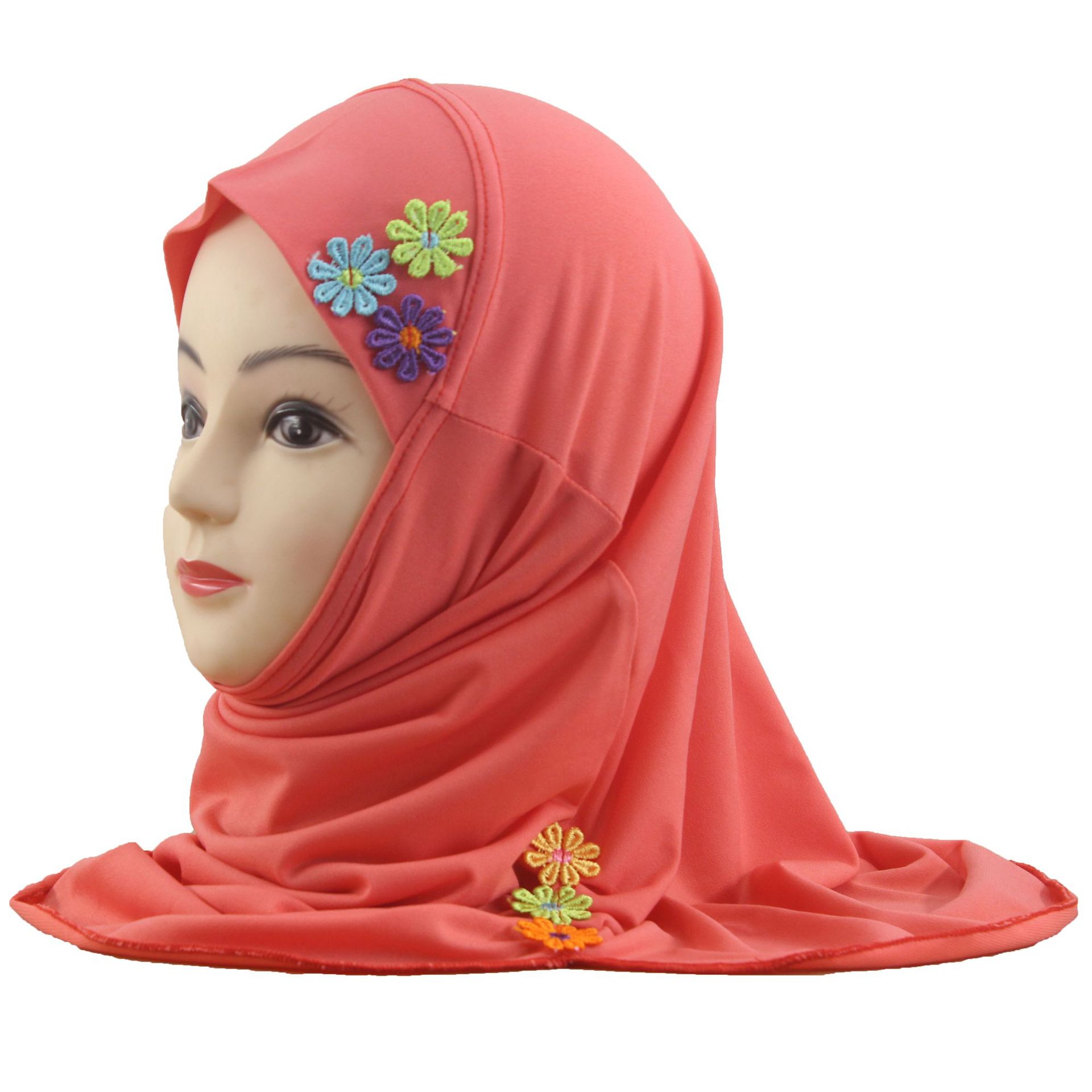 2-6Y Kids Girls Hijab Amira Turban Muslim Bonnet Shawls Headscarf Islamic Wrap - Picture 223 of 302