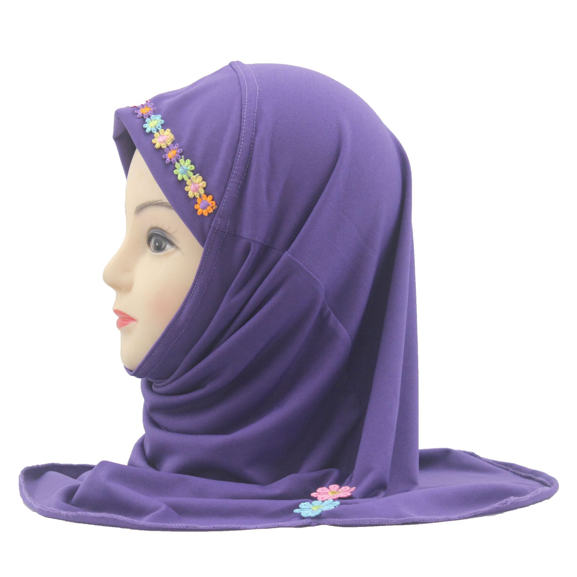 2-6Y Kids Girls Hijab Amira Turban Muslim Bonnet Shawls Headscarf Islamic Wrap - Picture 299 of 302