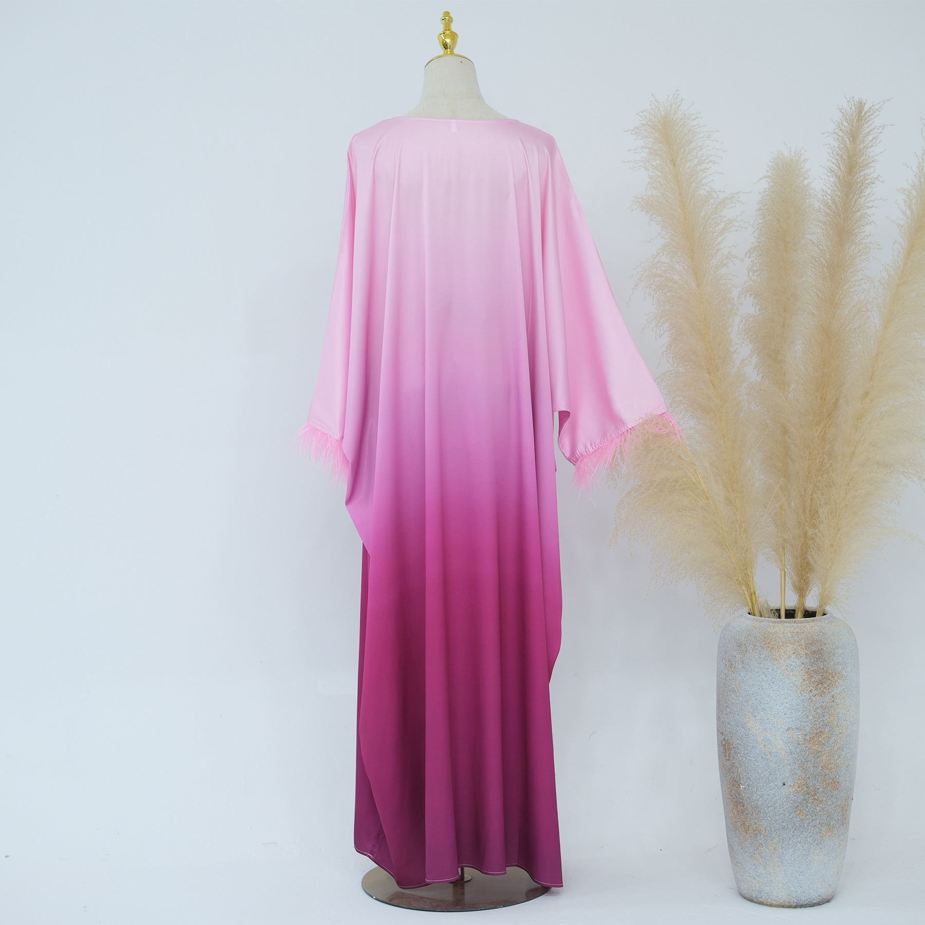 Batwing Sleeve Kaftan Women Evening Long Dress Abaya Muslim Robe Dubai Gown Prom - Picture 46 of 60