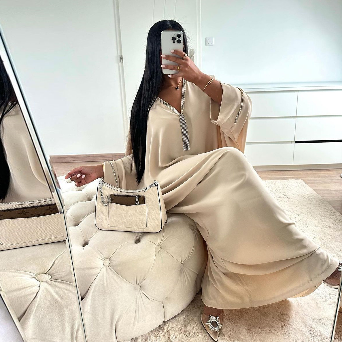 Dubai Abaya Mujeres Musulmanas Maxi Vestido Largo Vestido Caftán Islámico Vestido de Fiesta - Imagen 51 de 53