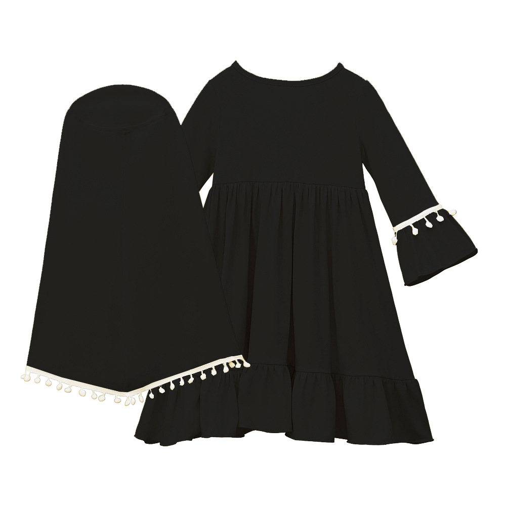 Musulmán Niños Niñas Vestido Caftán Khimar Hijab Conjunto de Oración Ropa Árabe Islámica - Imagen 56 de 62