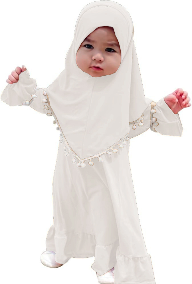 Musulmán Niños Niñas Vestido Caftán Khimar Hijab Conjunto de Oración Ropa Árabe Islámica - Imagen 58 de 62