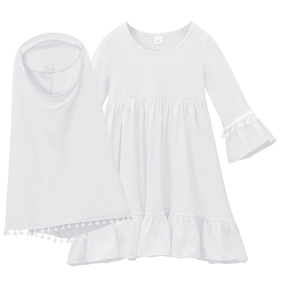 Musulmán Niños Niñas Vestido Caftán Khimar Hijab Conjunto de Oración Ropa Árabe Islámica - Imagen 59 de 62