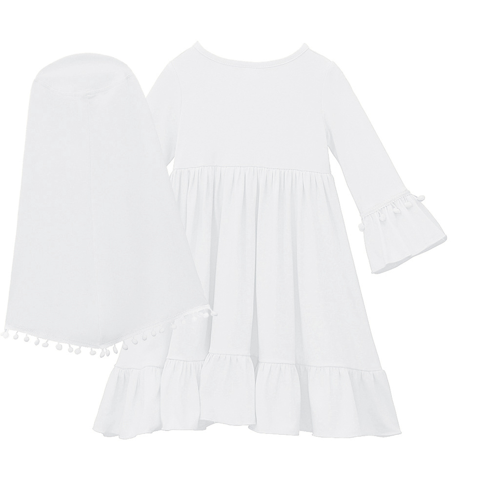 Musulmán Niños Niñas Vestido Caftán Khimar Hijab Conjunto de Oración Ropa Árabe Islámica - Imagen 62 de 62