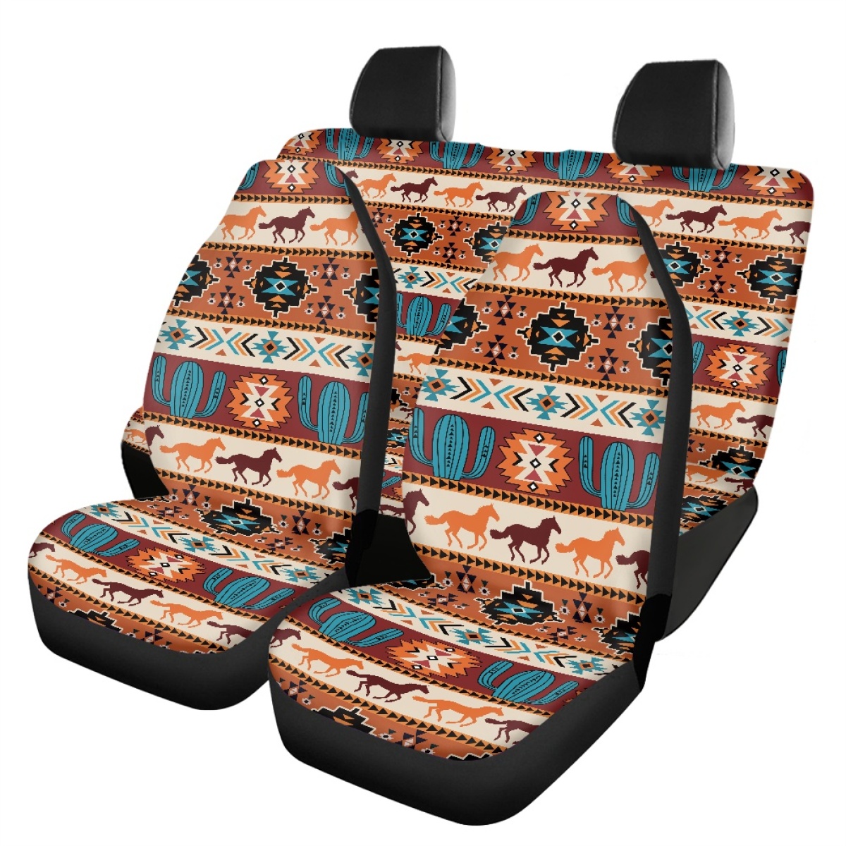 Full Set of Leopard Print Car Elastic Seat Covers Front and Rear Interior Floral - Picture 42 of 50