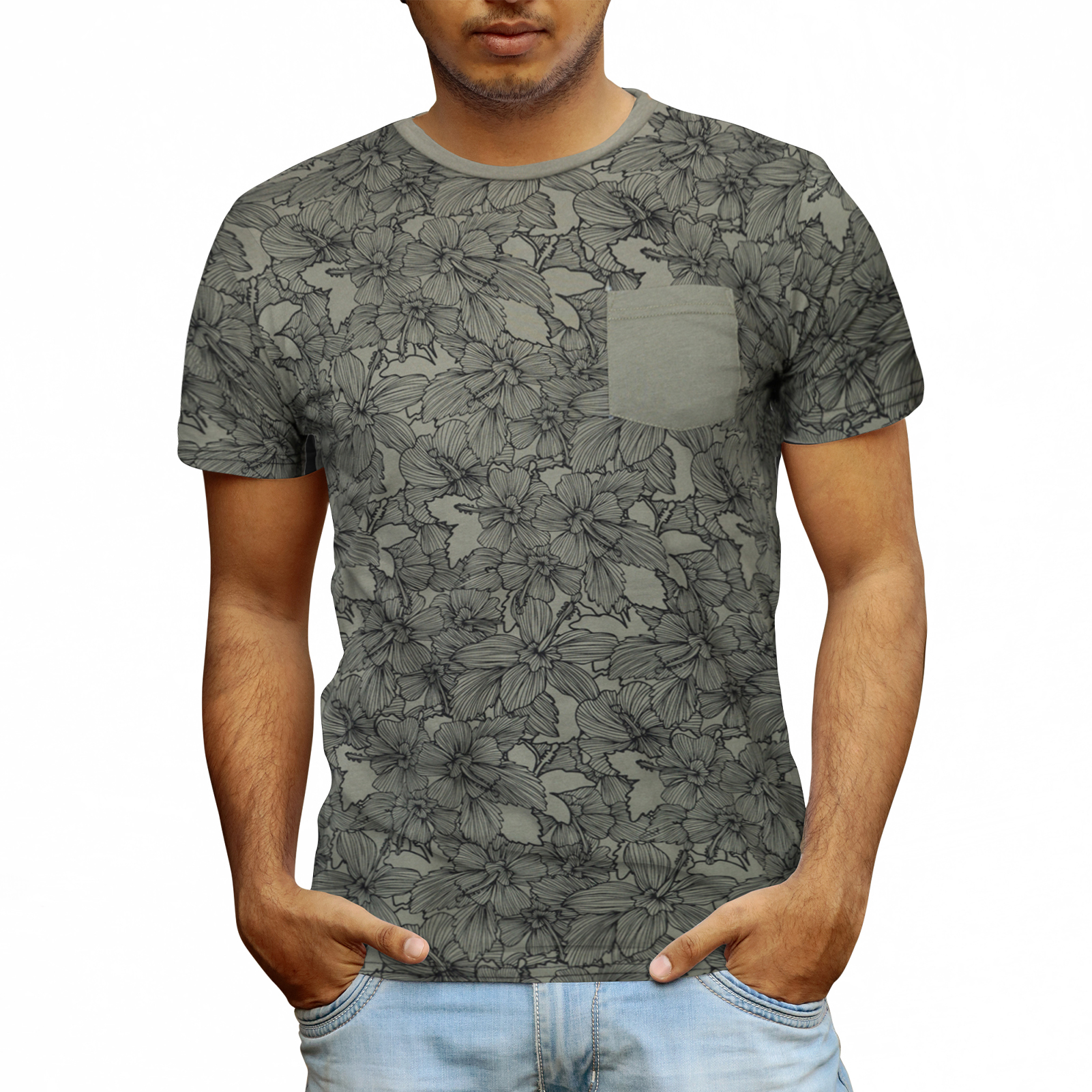 Beautiful Giant Men’s Top Breathable Soft Casual T-Shirt Leaf Pattern Tees