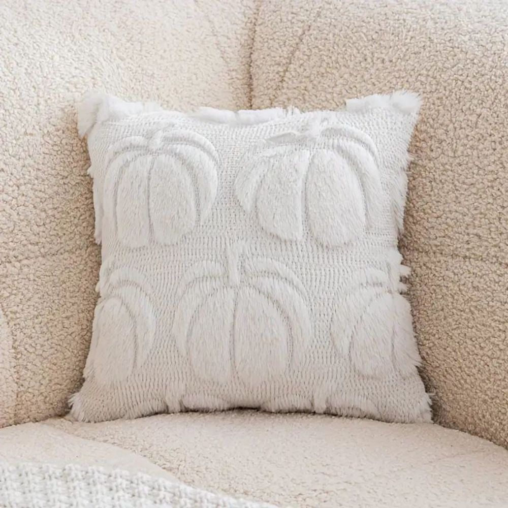 Set of 2 Fall Pillow Covers 20x20 - Soft Plush Faux Fur Pumpkin Decorative Cases - Picture 36 of 61