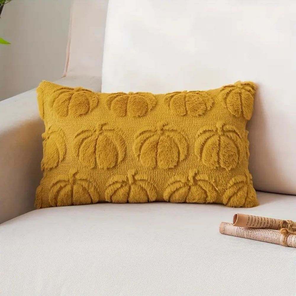 Set of 2 Fall Pillow Covers 20x20 - Soft Plush Faux Fur Pumpkin Decorative Cases - Picture 51 of 61