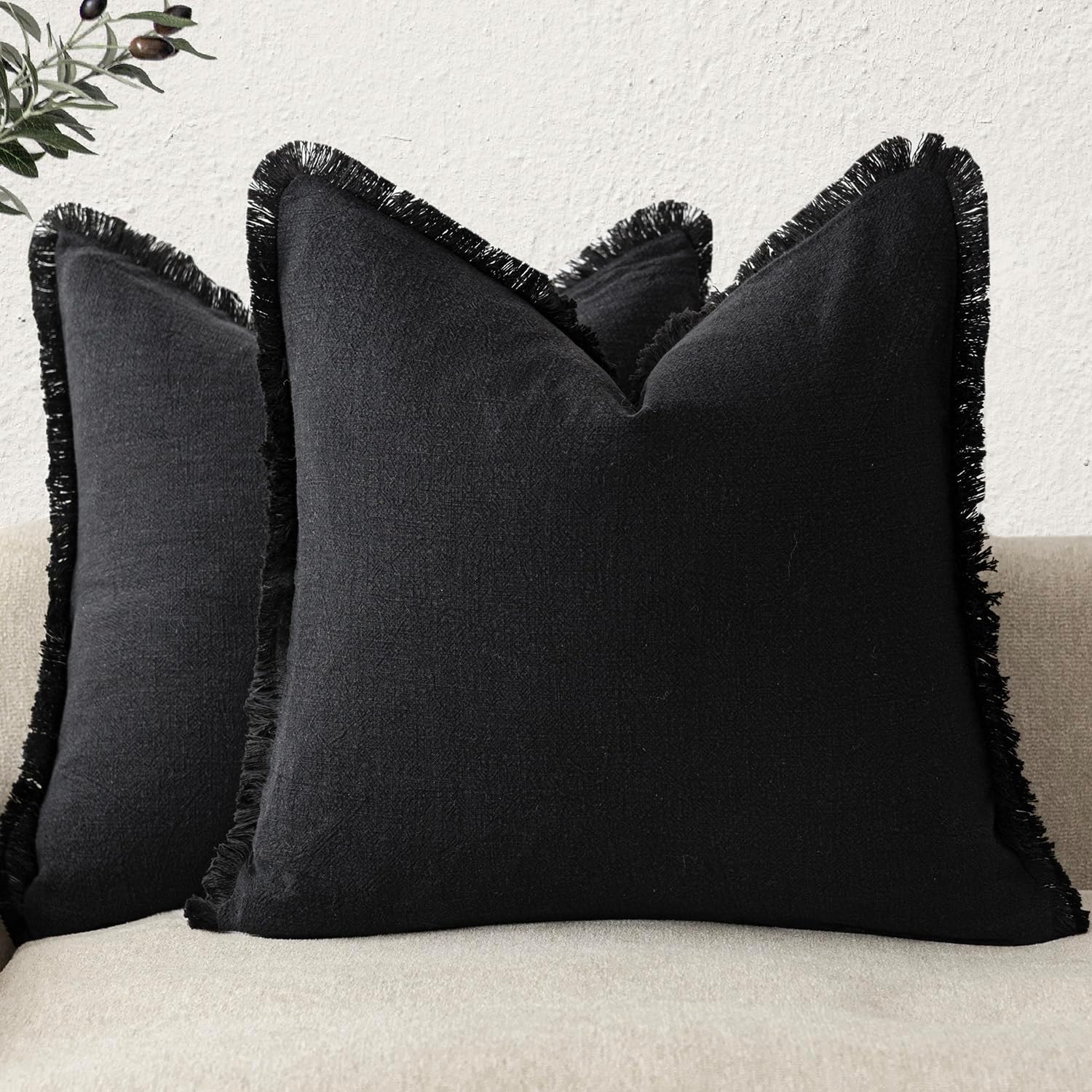 2 Pezzi Copricuscino Decorativo Lino Frange Lancio Accogliente Copricuscino per Divano - Foto 30 di 30