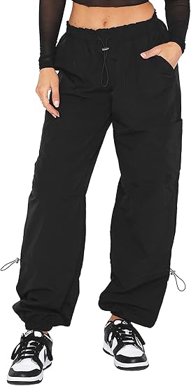 Pantaloni Cargo Donna Baggy - Pantaloni Paracadute da Donna, Pantaloni Rave Y2K Pantaloni - Foto 7 di 21