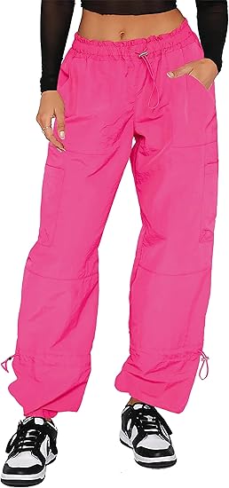 Pantaloni Cargo Donna Baggy - Pantaloni Paracadute da Donna, Pantaloni Rave Y2K Pantaloni - Foto 14 di 21