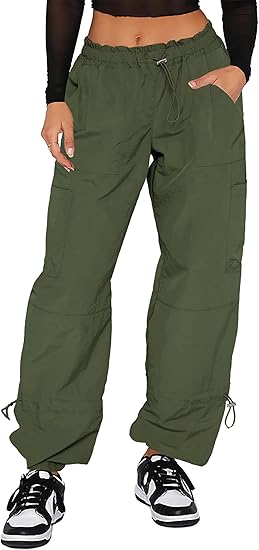 Pantaloni Cargo Donna Baggy - Pantaloni Paracadute da Donna, Pantaloni Rave Y2K Pantaloni - Foto 10 di 21