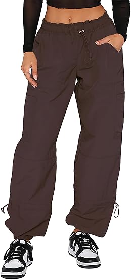 Pantaloni Cargo Donna Baggy - Pantaloni Paracadute da Donna, Pantaloni Rave Y2K Pantaloni - Foto 15 di 21