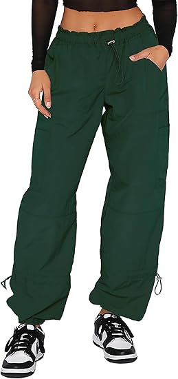 Pantaloni Cargo Donna Baggy - Pantaloni Paracadute da Donna, Pantaloni Rave Y2K Pantaloni - Foto 16 di 21