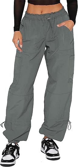Pantaloni Cargo Donna Baggy - Pantaloni Paracadute da Donna, Pantaloni Rave Y2K Pantaloni - Foto 18 di 21