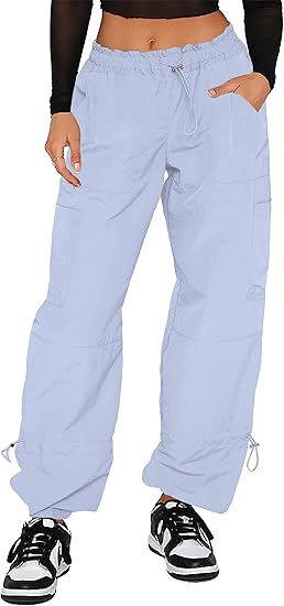 Pantaloni Cargo Donna Baggy - Pantaloni Paracadute da Donna, Pantaloni Rave Y2K Pantaloni - Foto 19 di 21