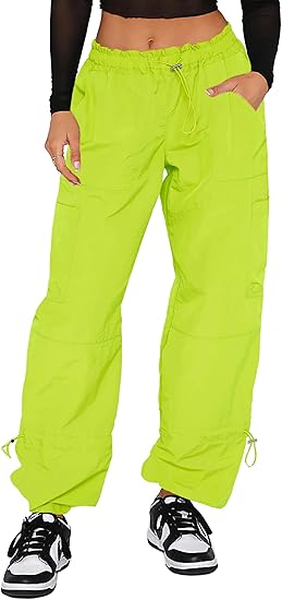 Pantaloni Cargo Donna Baggy - Pantaloni Paracadute da Donna, Pantaloni Rave Y2K Pantaloni - Foto 20 di 21