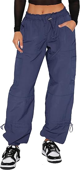 Pantaloni Cargo Donna Baggy - Pantaloni Paracadute da Donna, Pantaloni Rave Y2K Pantaloni - Foto 9 di 21
