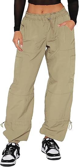 Pantaloni Cargo Donna Baggy - Pantaloni Paracadute da Donna, Pantaloni Rave Y2K Pantaloni - Foto 8 di 21
