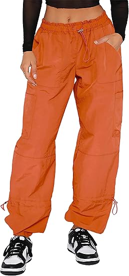 Pantaloni Cargo Donna Baggy - Pantaloni Paracadute da Donna, Pantaloni Rave Y2K Pantaloni - Foto 11 di 21