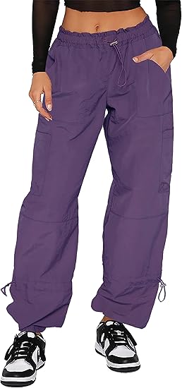 Pantaloni Cargo Donna Baggy - Pantaloni Paracadute da Donna, Pantaloni Rave Y2K Pantaloni - Foto 12 di 21