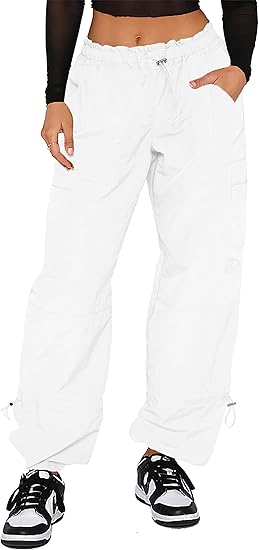 Pantaloni Cargo Donna Baggy - Pantaloni Paracadute da Donna, Pantaloni Rave Y2K Pantaloni - Foto 13 di 21