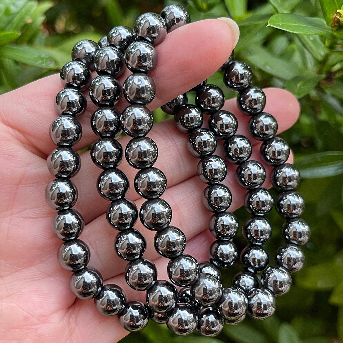 A++ Hematite Crystal Bead Bracelet 8mm Genuine Hematite Gemstone Bracelet Gift - Picture 12 of 12