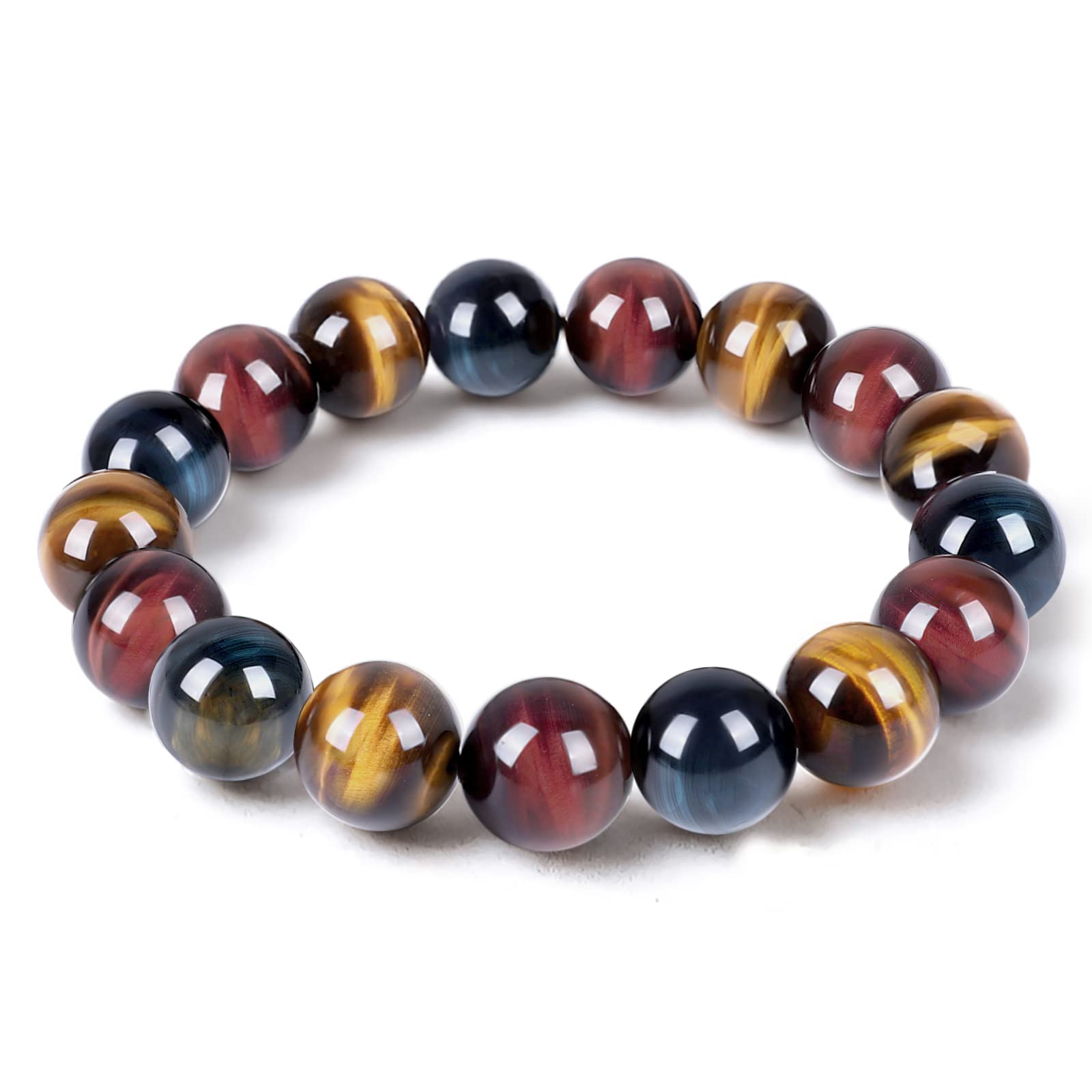 Ciondolo Braccialetti Uomo Colorati Occhio di Tigre Pietra Naturale Perline Bracciale Fortunato Gioielli - Foto 23 di 24