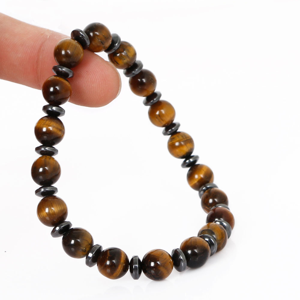 8mm Tiger Eye Stretchy Bracelets Natural Tiger Eye Beaded Yoga Healing Bracelet - Picture 7 of 9